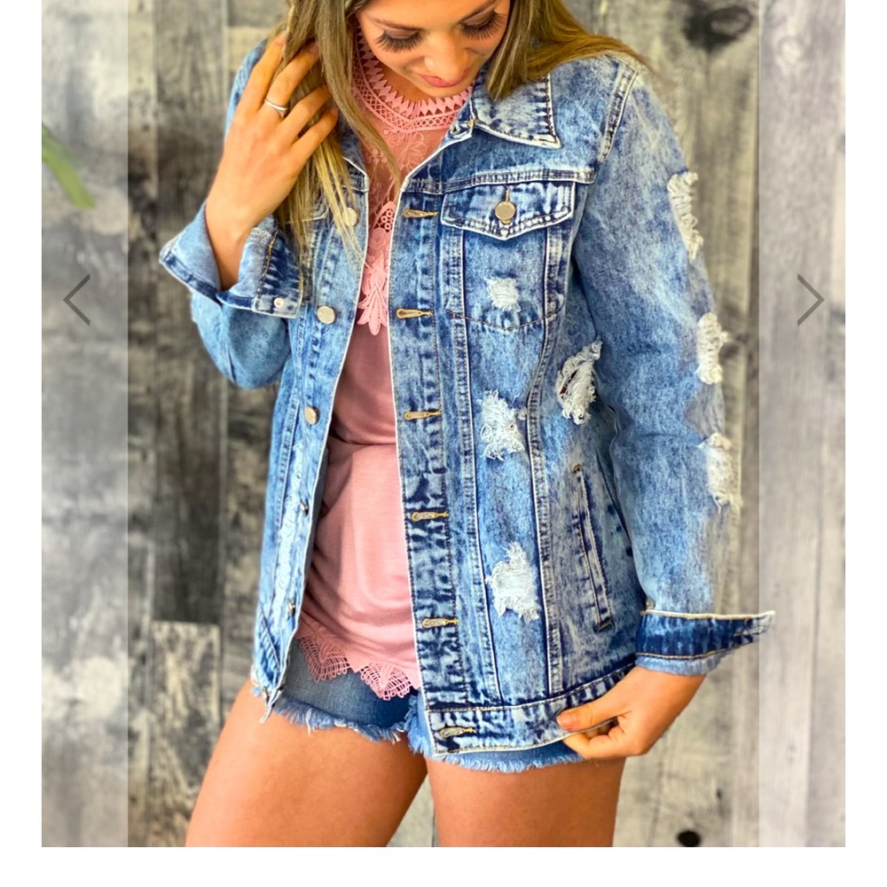 Oversized Distressed Denim Jacket